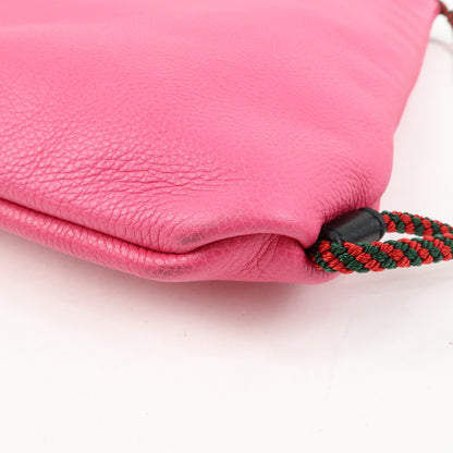 Gucci Logo Drawstring Printed Leather, Pink, Leather, Backpack