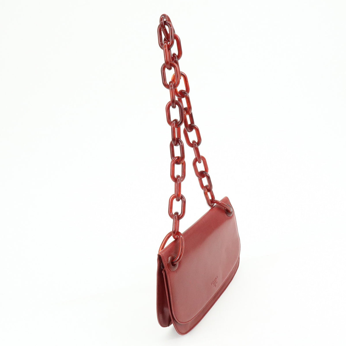 Prada Shoulder Leather, Red, Leather, Shoulder Bag