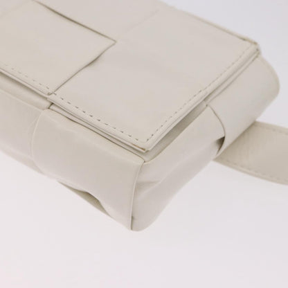 Bottega Veneta Cassette Belt Maxi Intrecciato Leather, White, Leather, Clutch