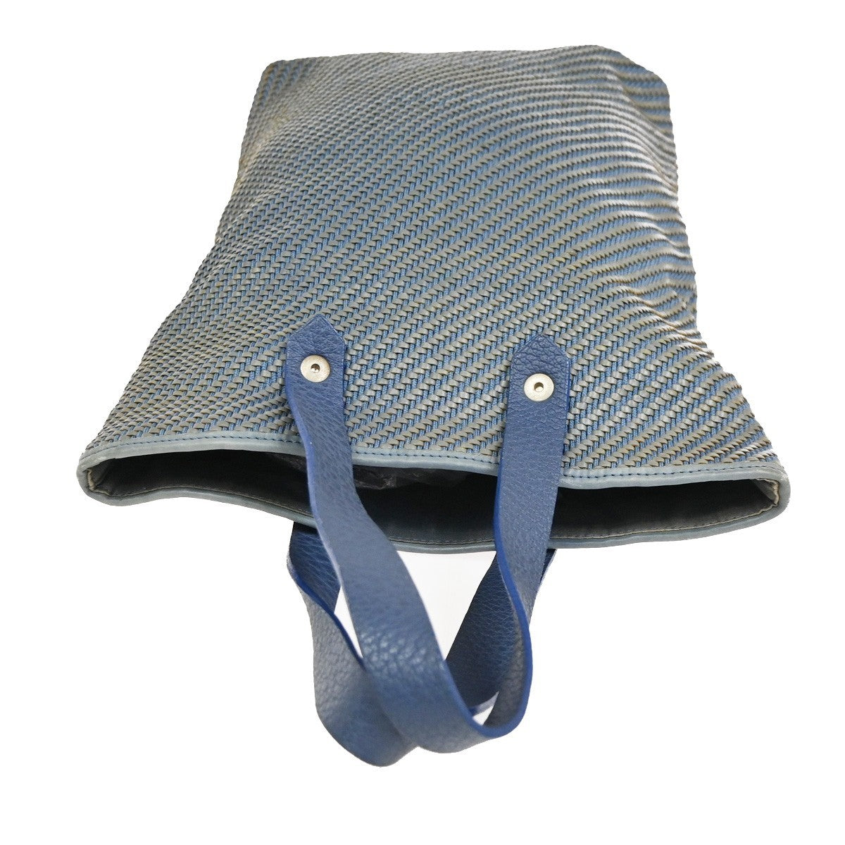 Hermes Ahmedabad Woven Leather and Canvas, Blue, Polyester, Tote Bag