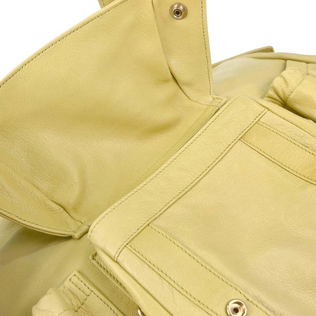 Saint Laurent Mombasa Hobo Leather, Yellow, Leather, Shoulder Bag