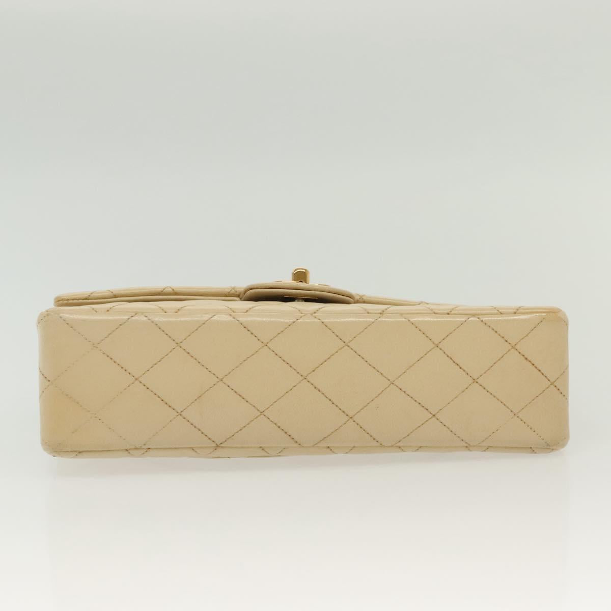 Chanel Vintage Square Classic Double Flap Bag Quilted Leather, BEIGE, LEATHER, Shoulder bag