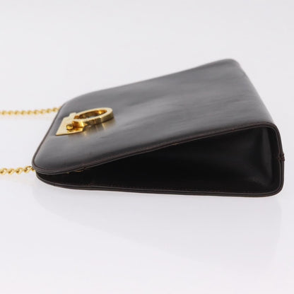 Salvatore Ferragamo Vintage Gancini Chain Leather, Brown, Leather, Shoulder Bag