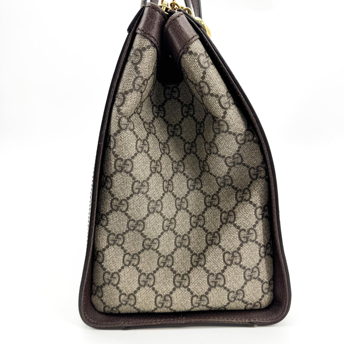 Gucci Ophidia Top Handle GG Coated Canvas, Brown, Canvas, Tote Bag