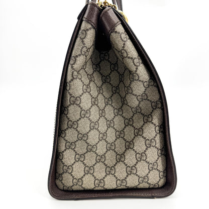 Gucci Ophidia Top Handle GG Coated Canvas, Brown, Canvas, Tote Bag