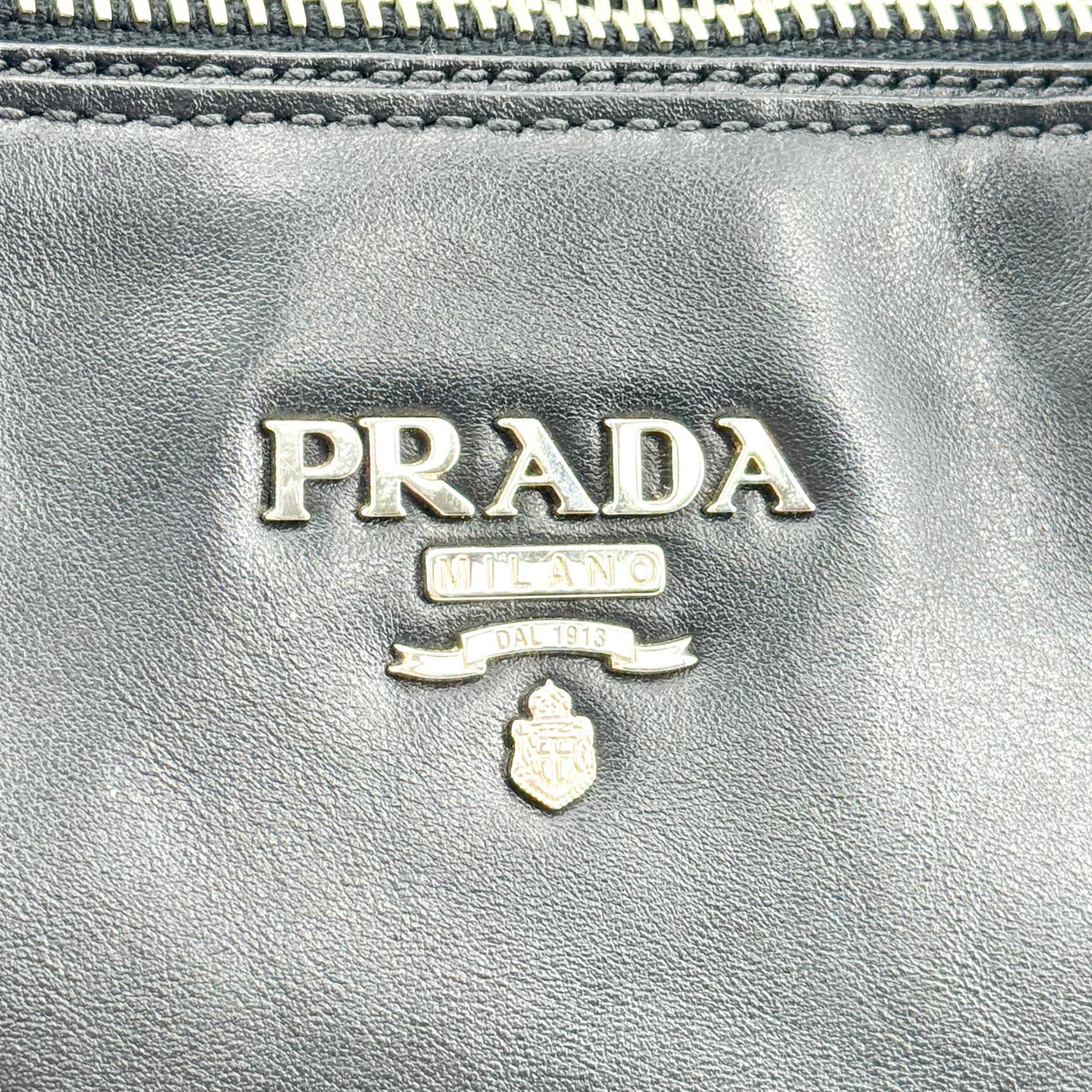 Prada Double Zip Convertible Soft Calf, Black, Leather, Tote Bag