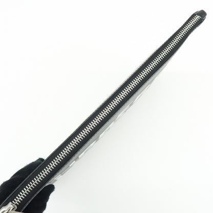 Burberry Logo Zip Printed Leather, Black, Leather, Clutch