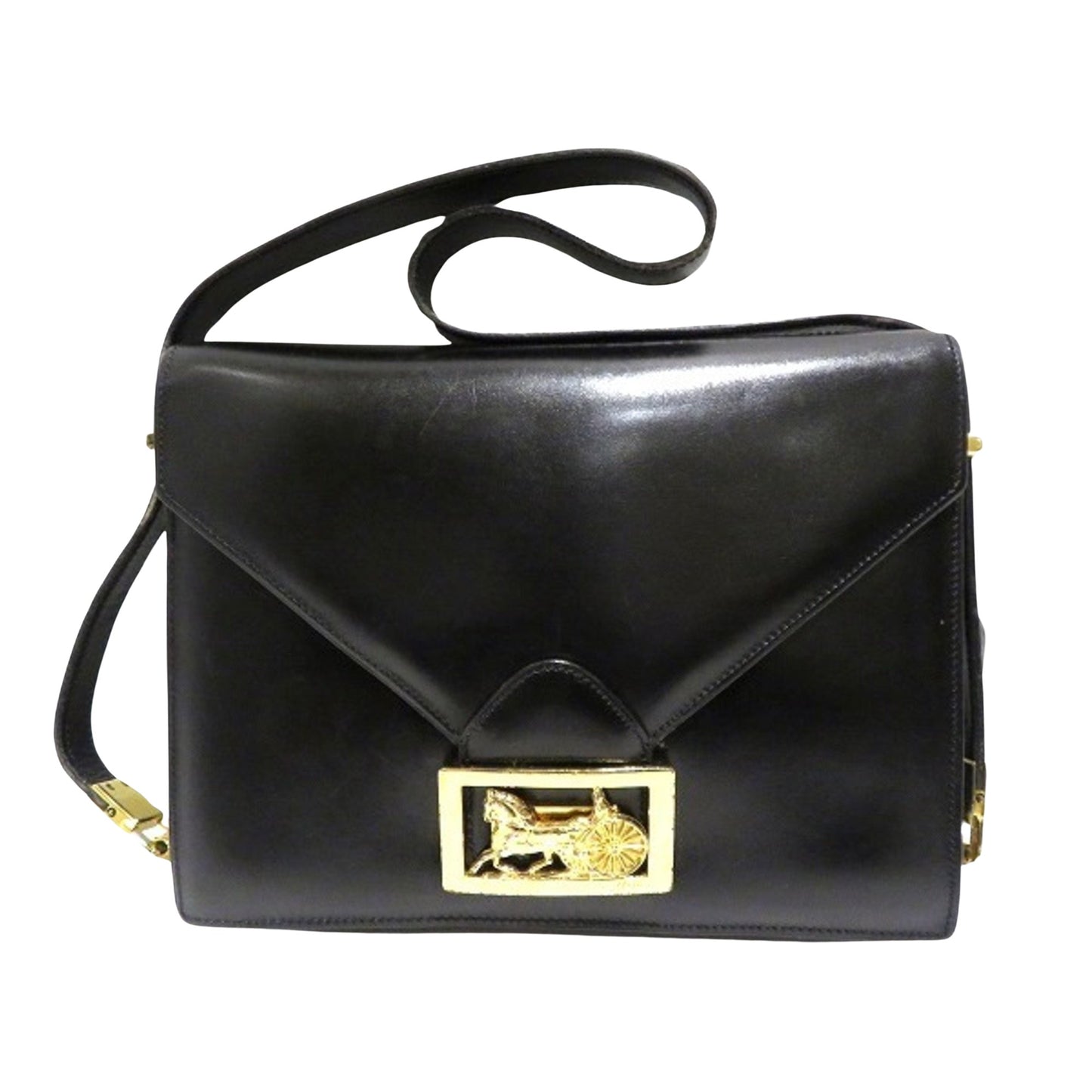 Céline Triomphe, Black, Leather, shoulder