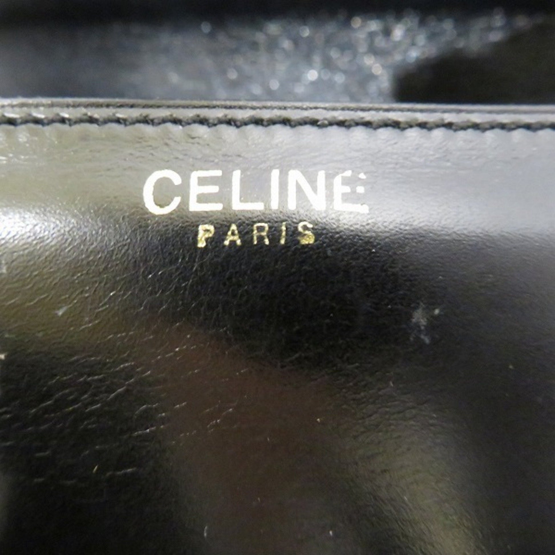 Céline Triomphe, Black, Leather, shoulder