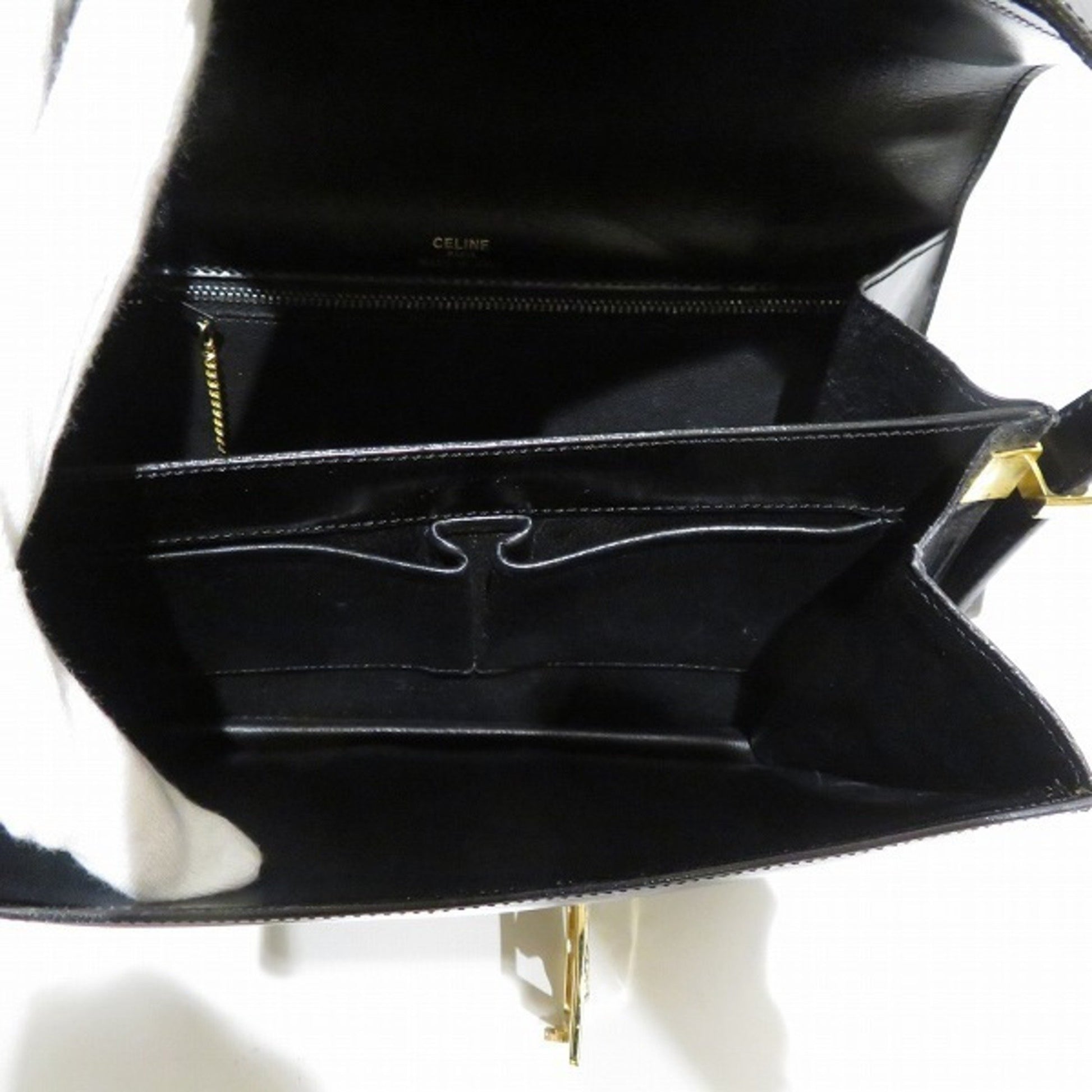 Céline Triomphe, Black, Leather, shoulder