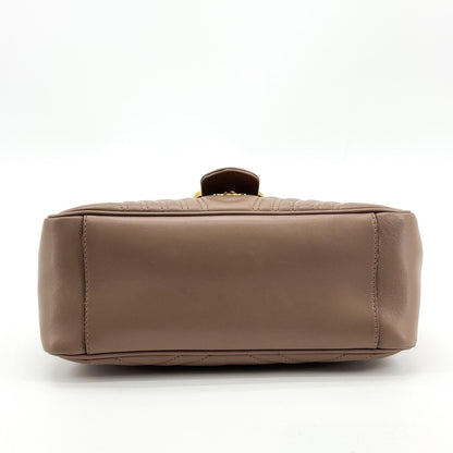 Gucci GG Marmont Top Handle Flap Matelasse Leather, Brown, Leather, Handbag