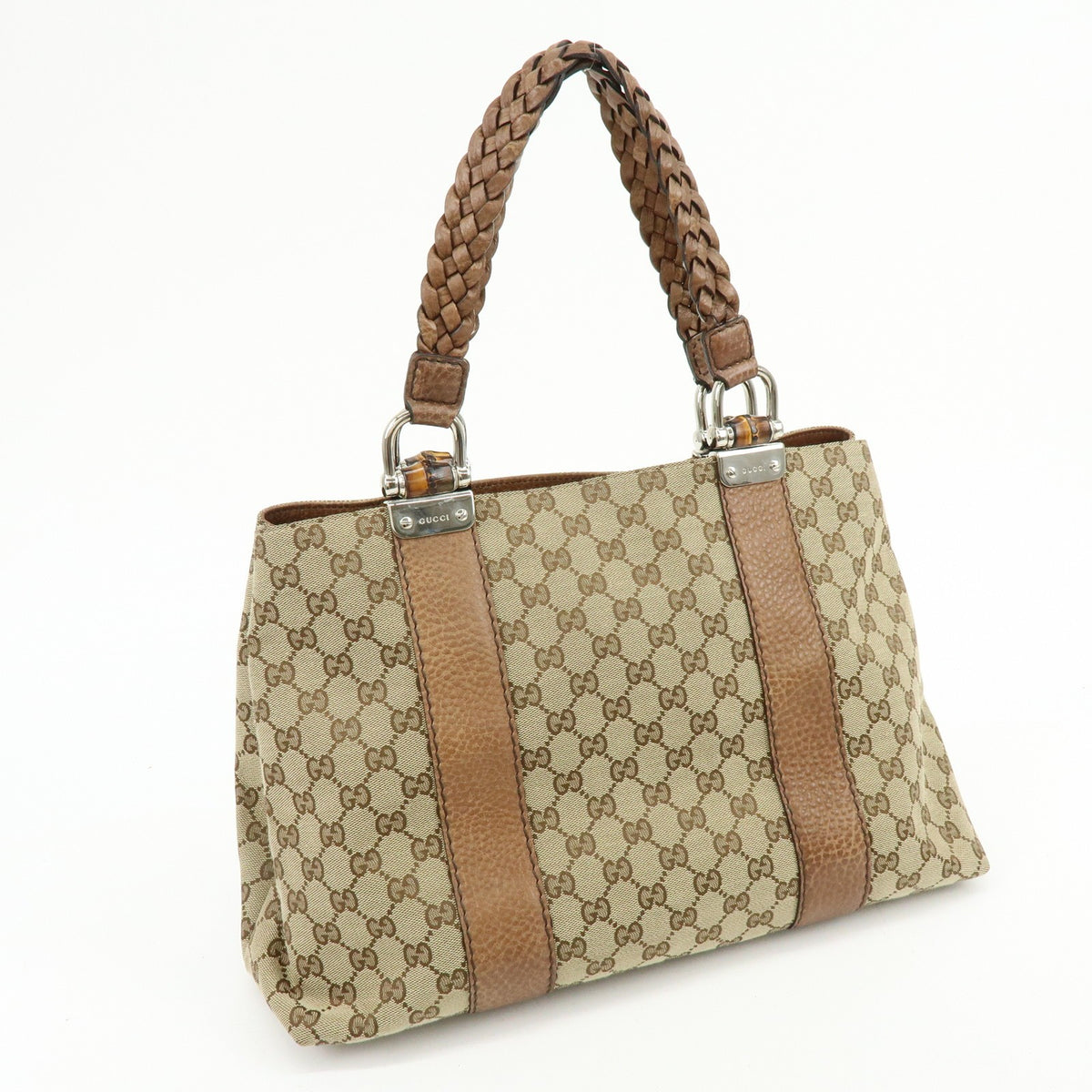 Gucci Bamboo Bar GG Canvas, Beige, Canvas, Shoulder Bag