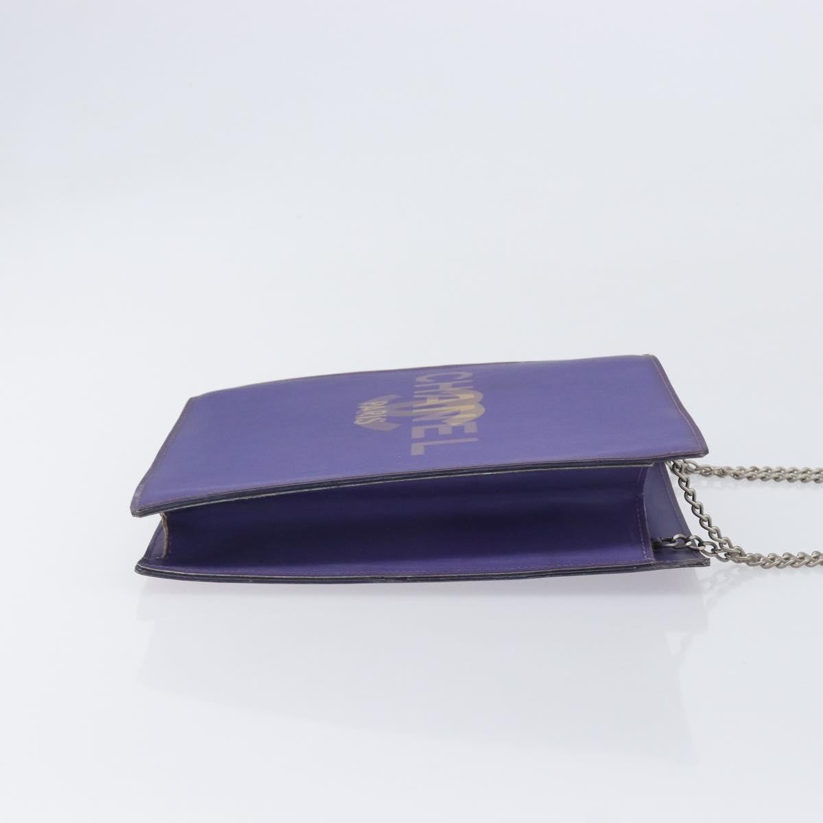 Chanel Vintage Holographic Chain Vinyl, Purple, Synthetic, Tote Bag