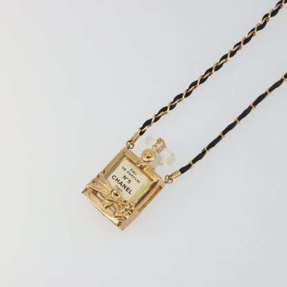 Chanel CC No.5 Perfume Bottle Pendant Metal, Gold, Metal, Necklace