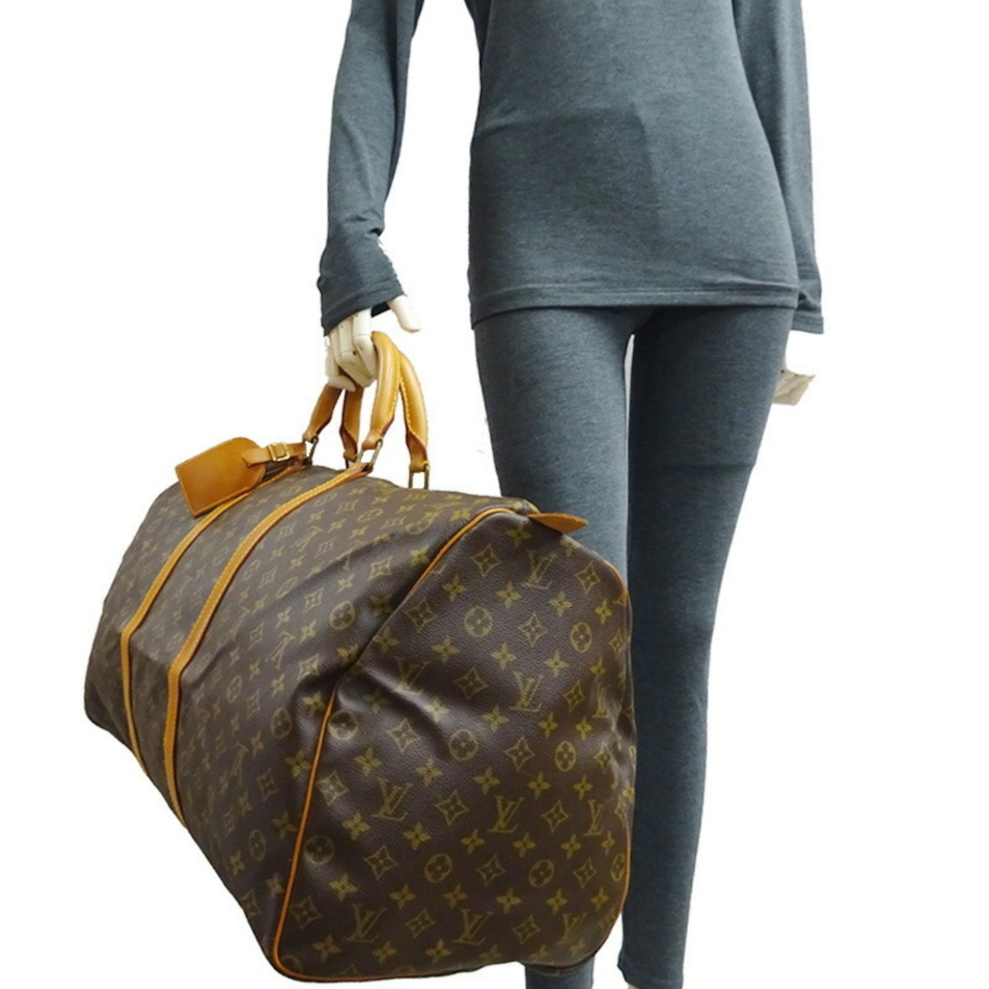 Louis Vuitton Keepall 60, Brown, Canvas, travel