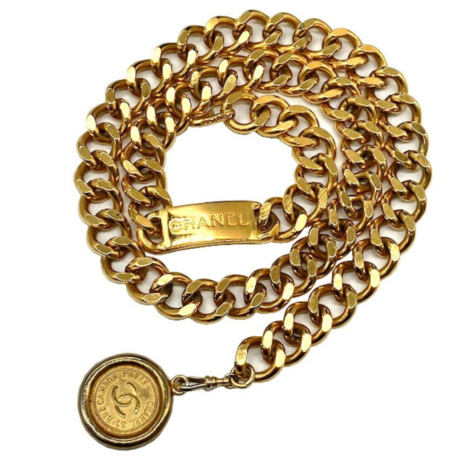 Chanel Coco Mark, Gold, Metal, belt