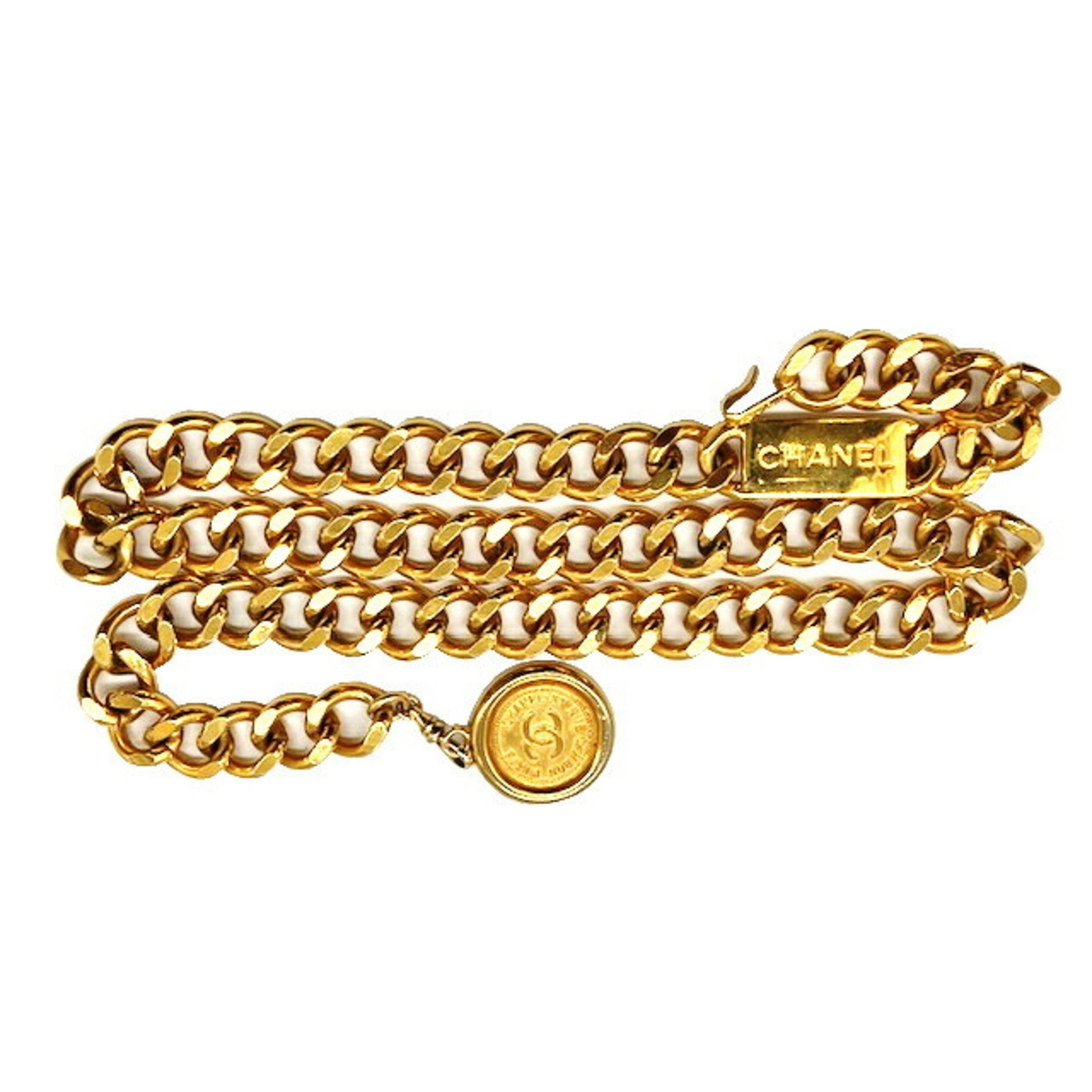 Chanel Coco Mark, Gold, Metal, belt