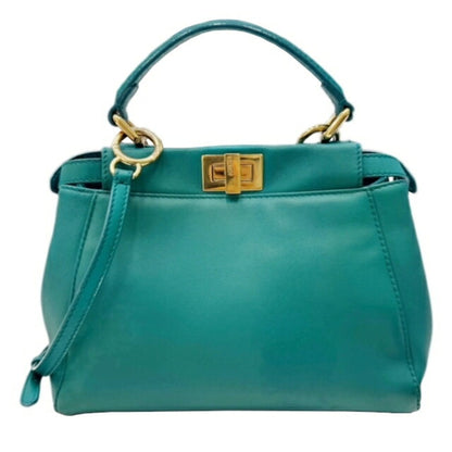 Fendi Peekaboo, Green, Leather, handbag