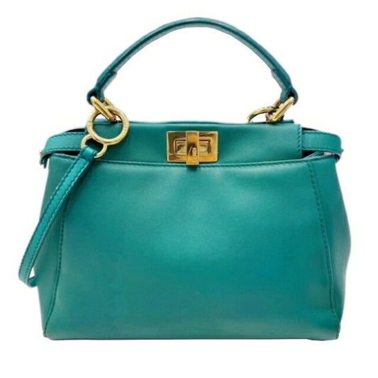 Fendi Peekaboo, Green, Leather, handbag
