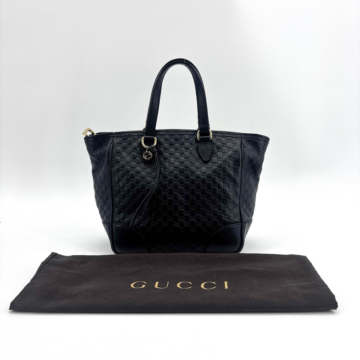 Gucci Bree Microguccissima Leather, Black, Leather, Tote Bag