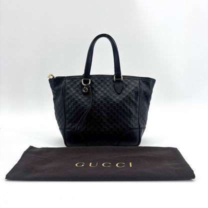 Gucci Bree Microguccissima Leather, Black, Leather, Tote Bag