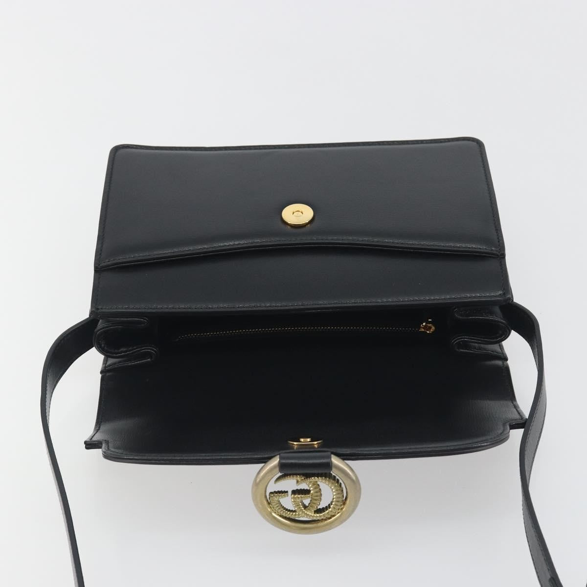 Gucci GG Ring Leather, Black, Leather, Shoulder Bag