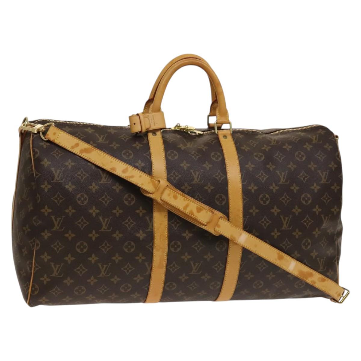 Louis Vuitton Keepall Bandouliere Bag Monogram Canvas, BROWN, CANVAS, Travel bag