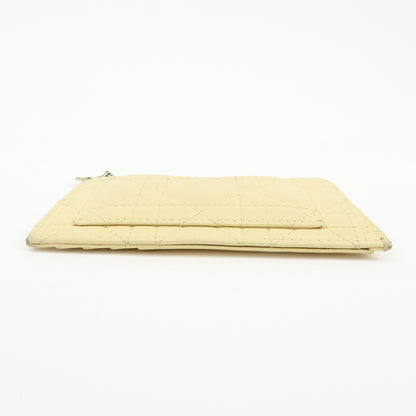 Christian Dior Lady Dior Card Holder Cannage Quilt Patent, Yellow, Leather, Card Holder