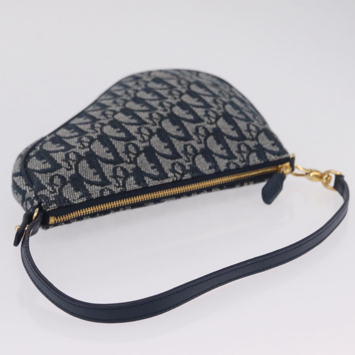 Christian Dior Vintage Saddle Bag Canvas, Navy, Canvas, Clutch