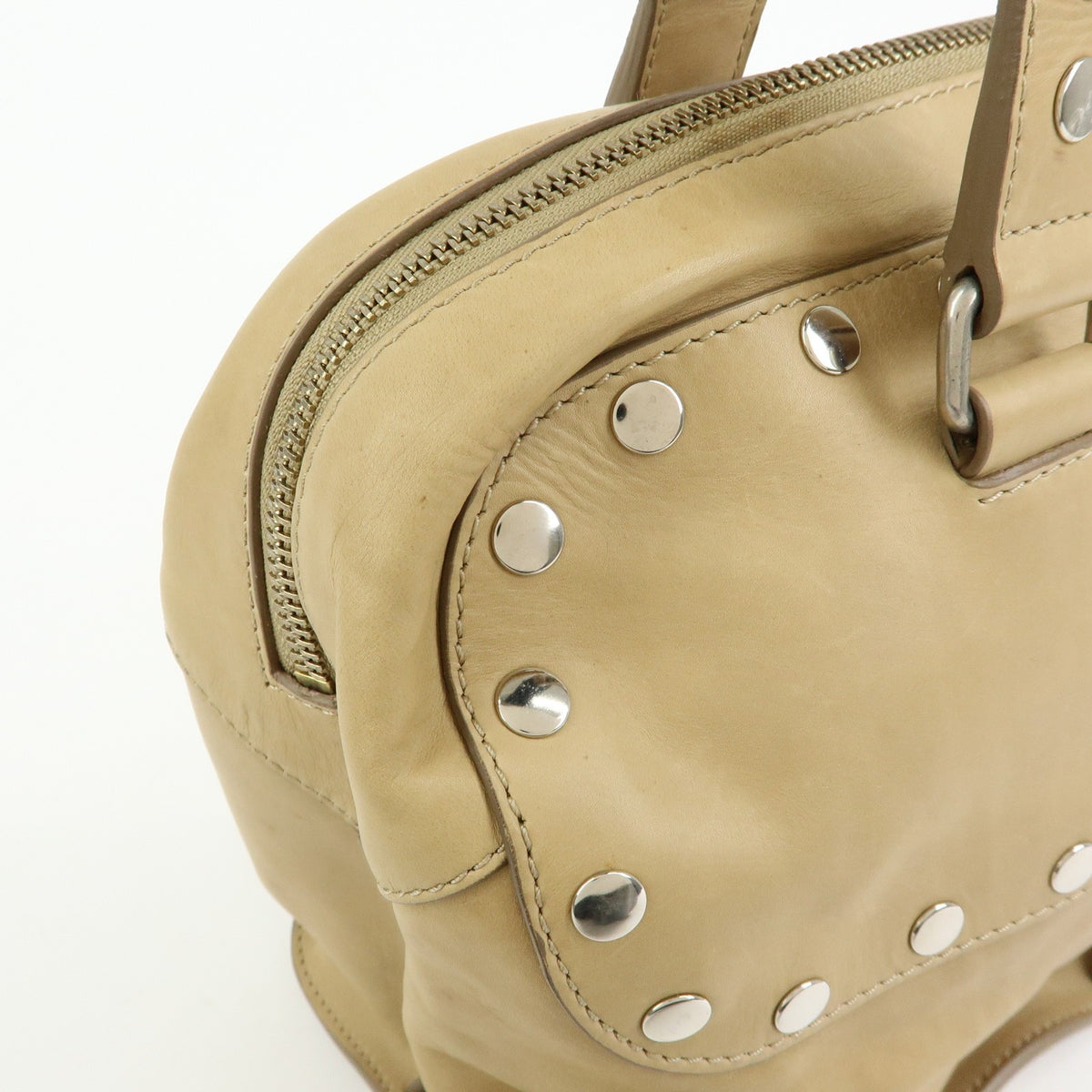 Celine Bowling Leather, Beige, Leather, Handbag