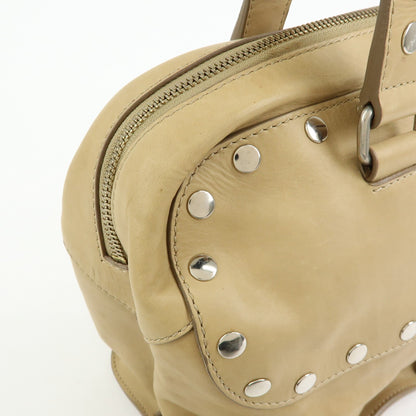Celine Bowling Leather, Beige, Leather, Handbag