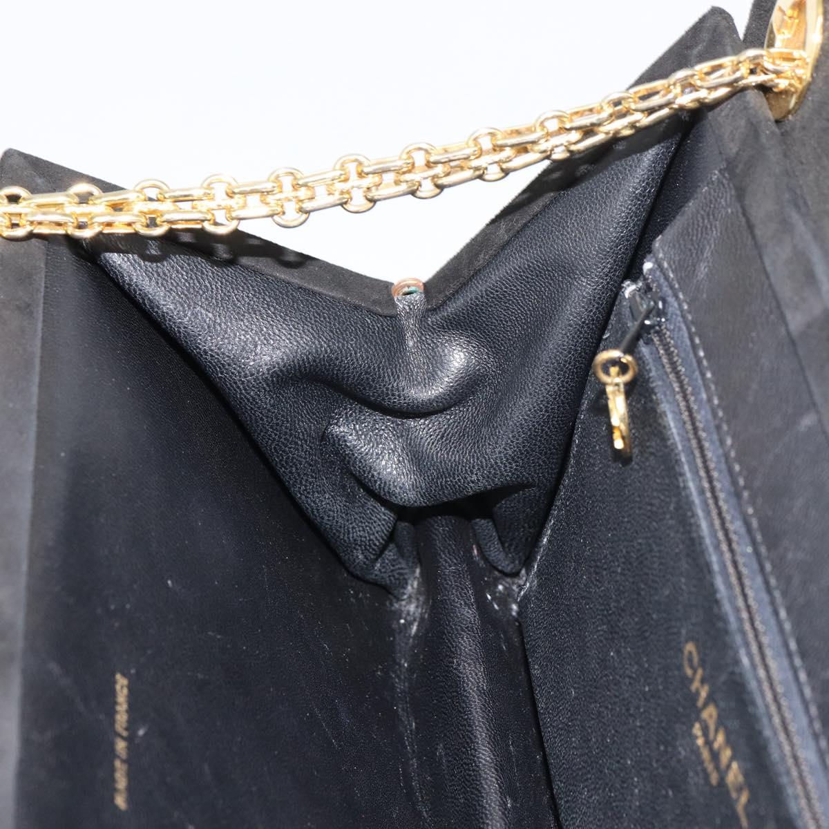 Chanel Matelasse Chain Shoulder Bag Suede, BLACK, SUEDE, Shoulder bag