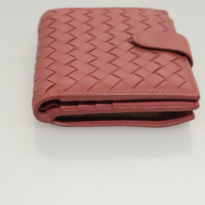 Bottega Veneta Bifold Coin Pocket Card Holder Intrecciato Nappa, Pink, Leather, Wallet