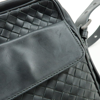 Bottega Veneta Front Pocket Messenger Intrecciato Nappa, Black, Leather, Handbag