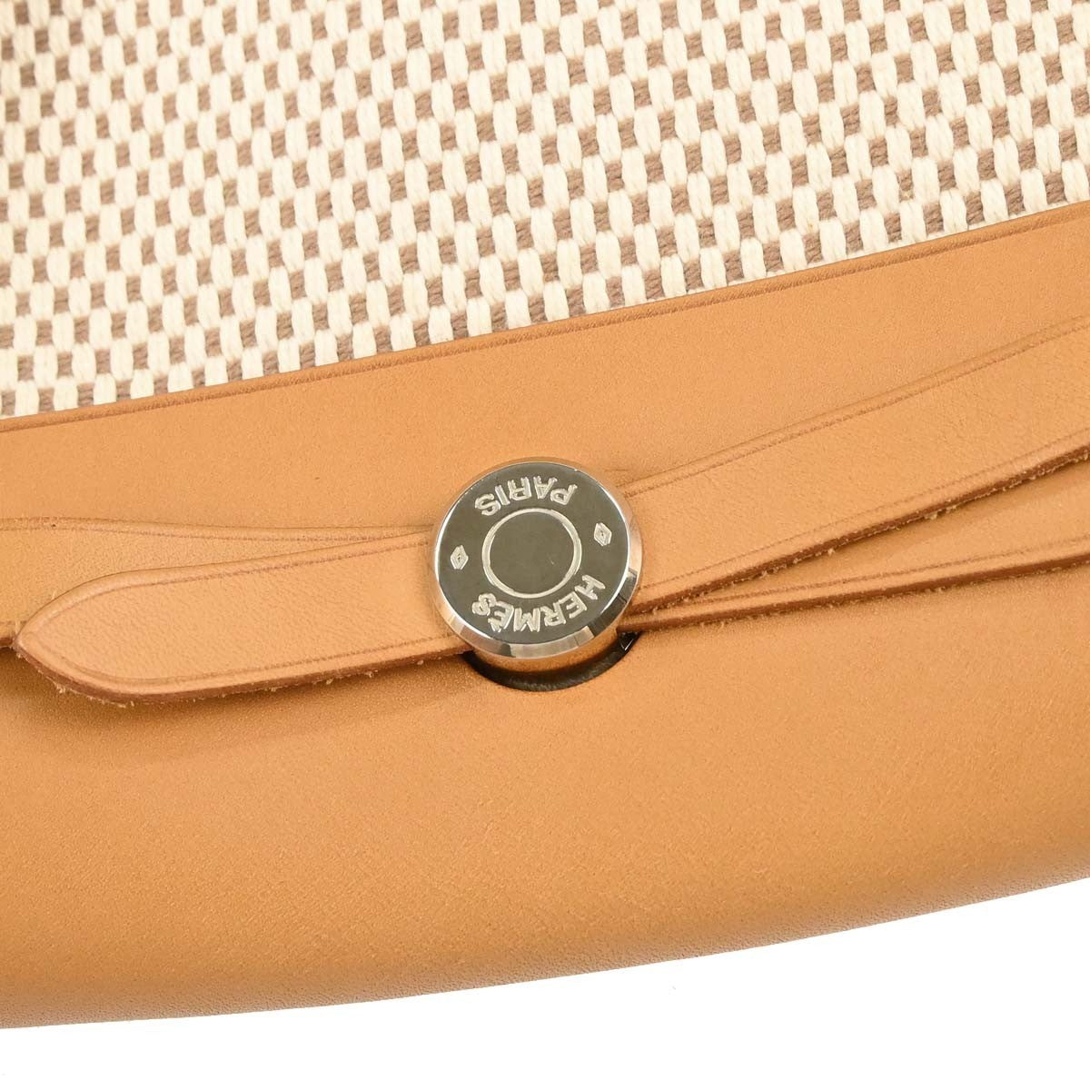 Hermes Herbag Toile and Leather, Beige, Canvas, Handbag