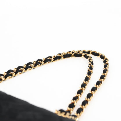 Chanel Vintage Classic Double Flap Bag Quilted Suede, BLACK, SUEDE, Handbag