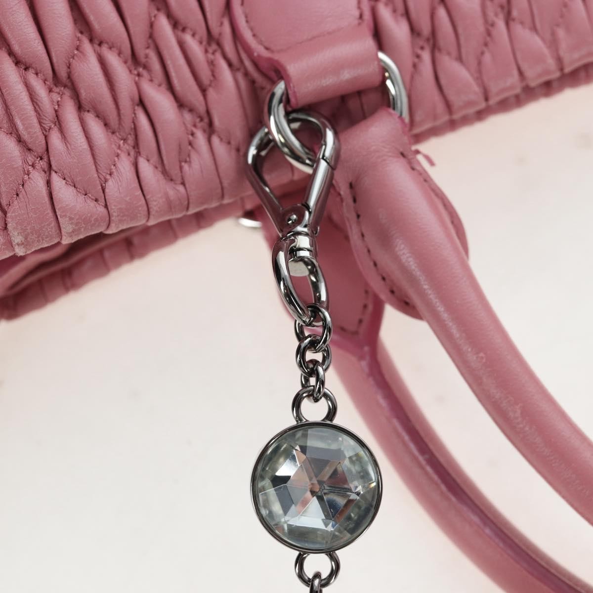 Miu Miu Crystal Turnlock Convertible Satchel Leather, Pink, Leather, Shoulder Bag