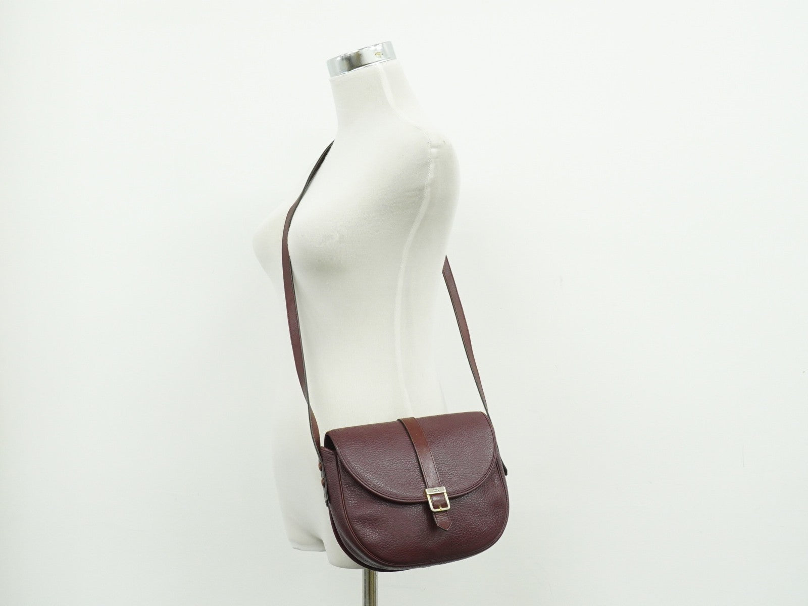 Christian Dior Vintage CD Flap Leather, Burgundy, Leather, Shoulder Bag