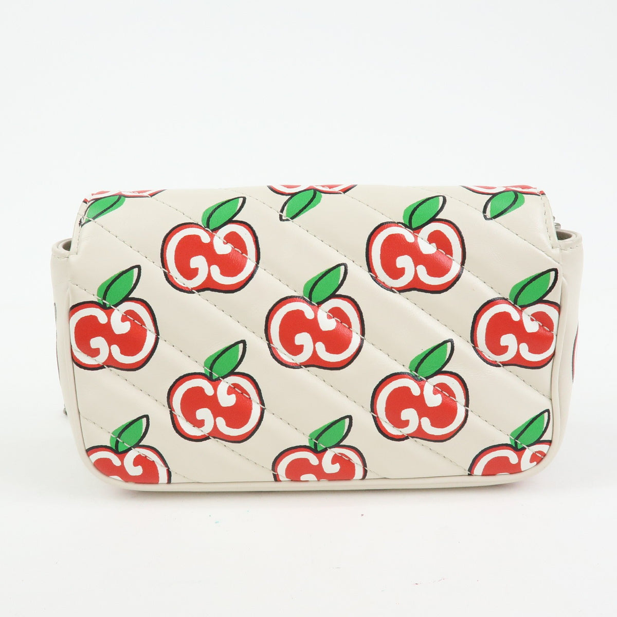 Gucci GG Marmont Flap Printed Diagonal Quilted Leather, White, Leather, Handbag