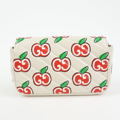 Gucci GG Marmont Flap Printed Diagonal Quilted Leather, White, Leather, Handbag