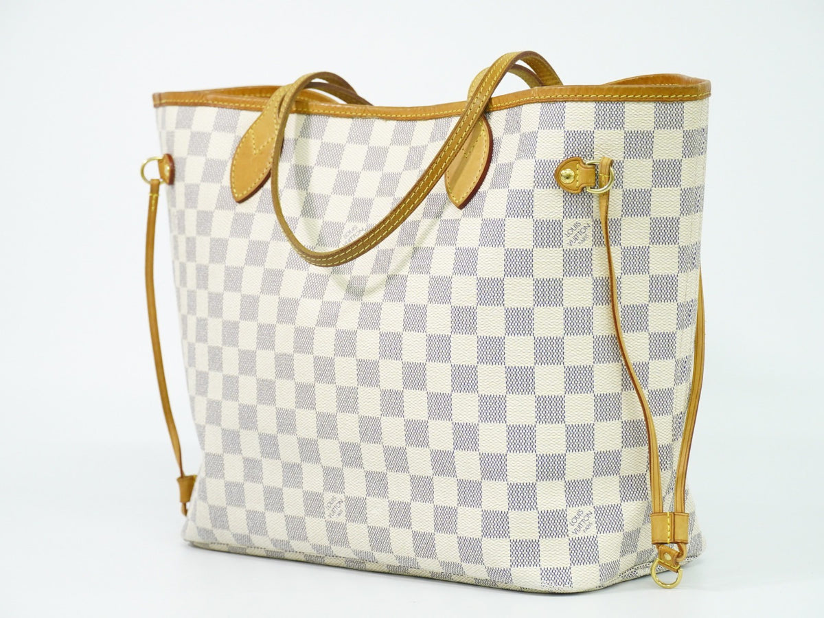 Louis Vuitton Neverfull Damier, White, Canvas, Tote Bag