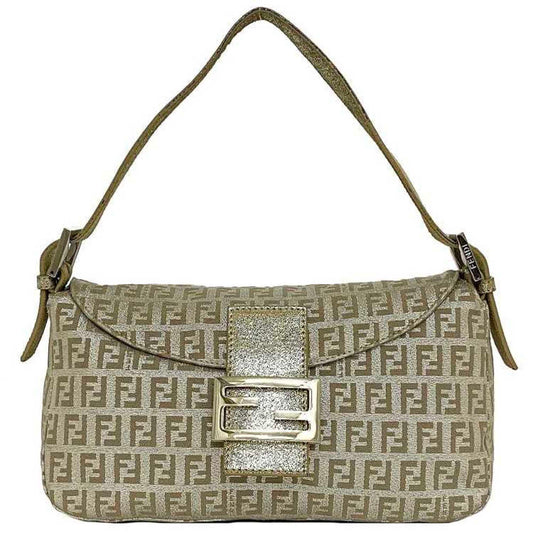 Fendi Zucchino, Green, Canvas, handbag