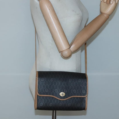 Christian Dior Vintage Honeycomb Flap Coated Canvas, Black, Canvas, Shoulder Bag
