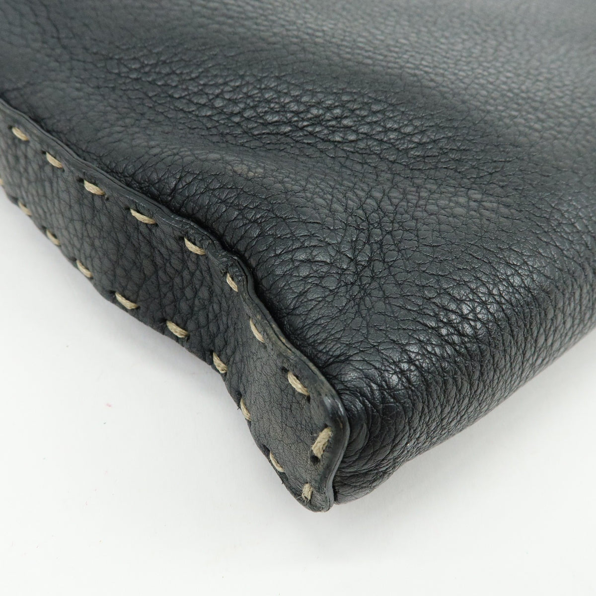 Fendi Vintage Selleria Zip Messenger Leather, Black, Leather, Handbag