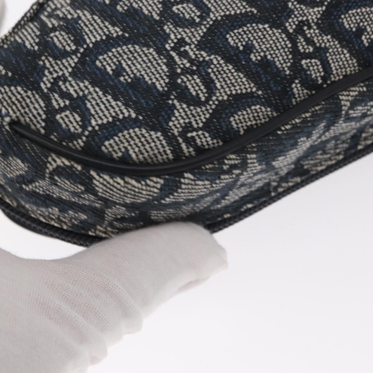 Christian Dior Saddle Zip Diorissimo Canvas, Blue, Canvas, Clutch