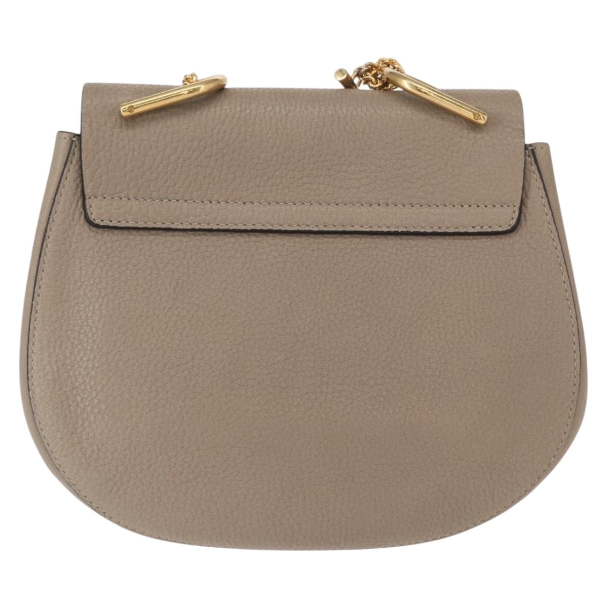 Chloe Drew Crossbody Bag Leather, BEIGE, LEATHER, Shoulder bag