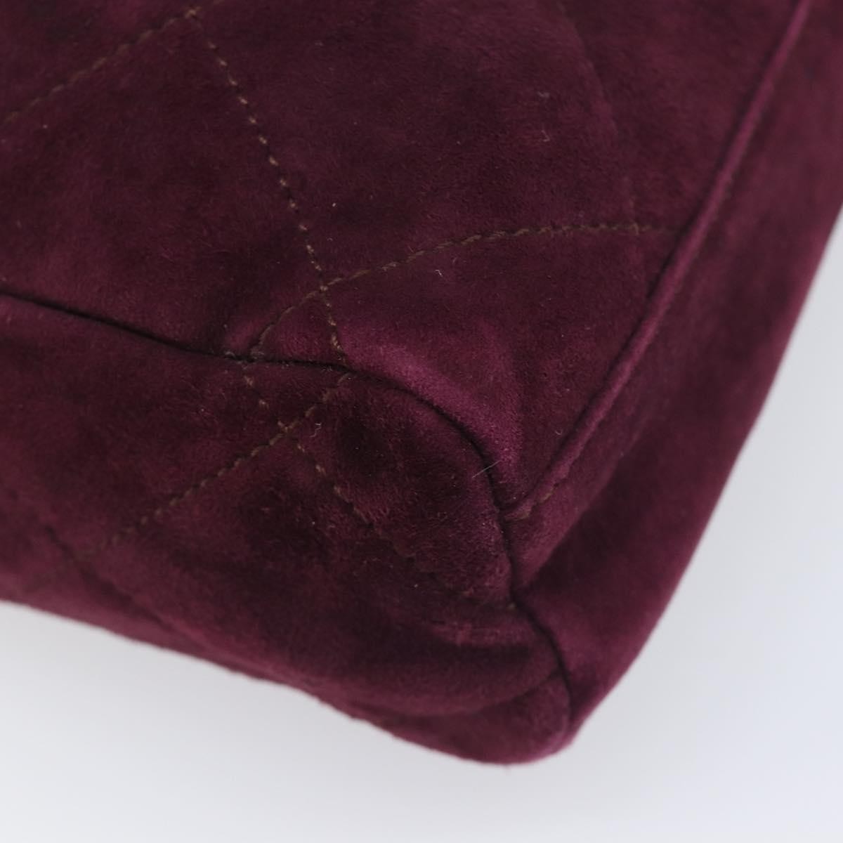 Prada Vintage Chain Flap Suede, Burgundy, Suede, Shoulder Bag