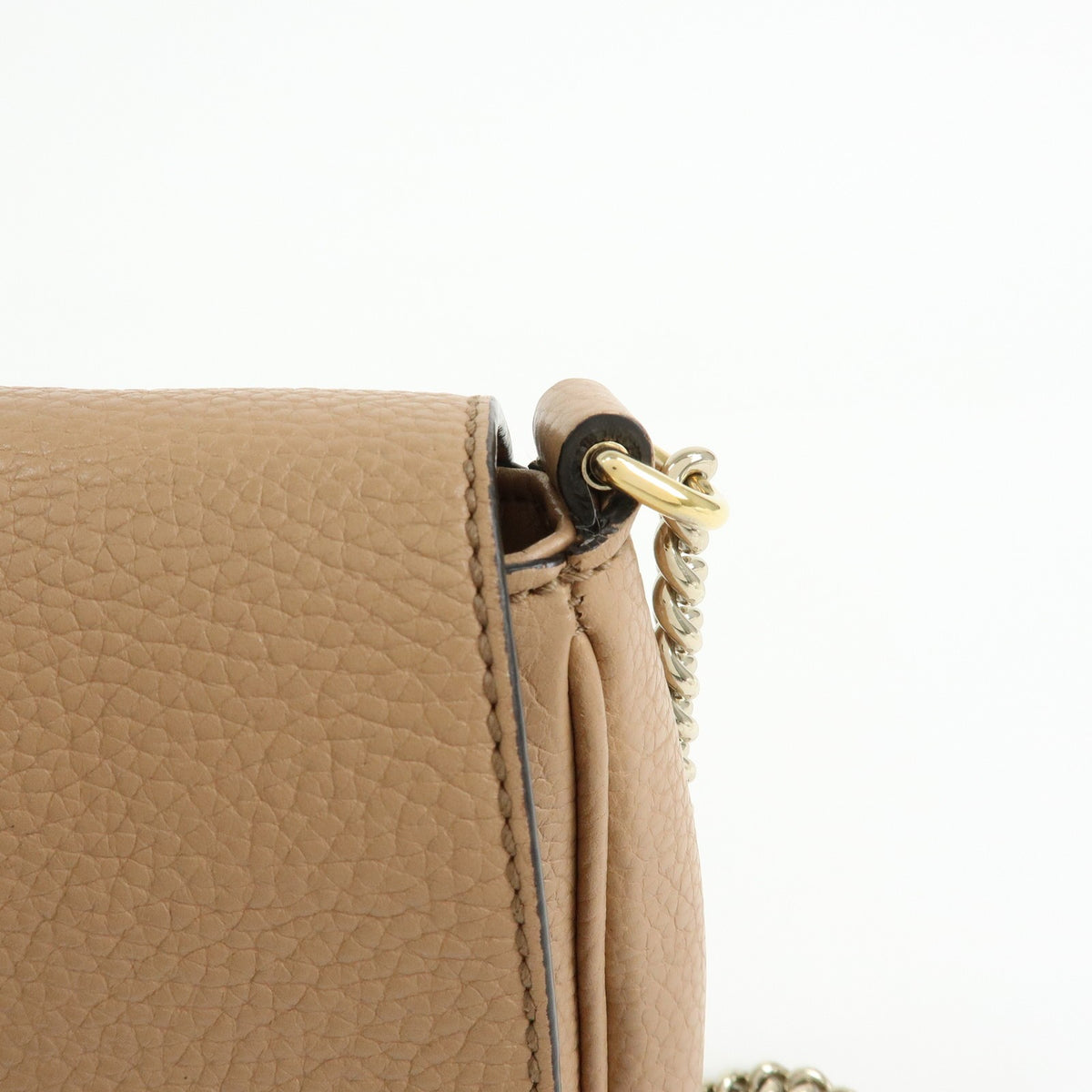Gucci Soho Chain Leather, Beige, Leather, Crossbody Bag