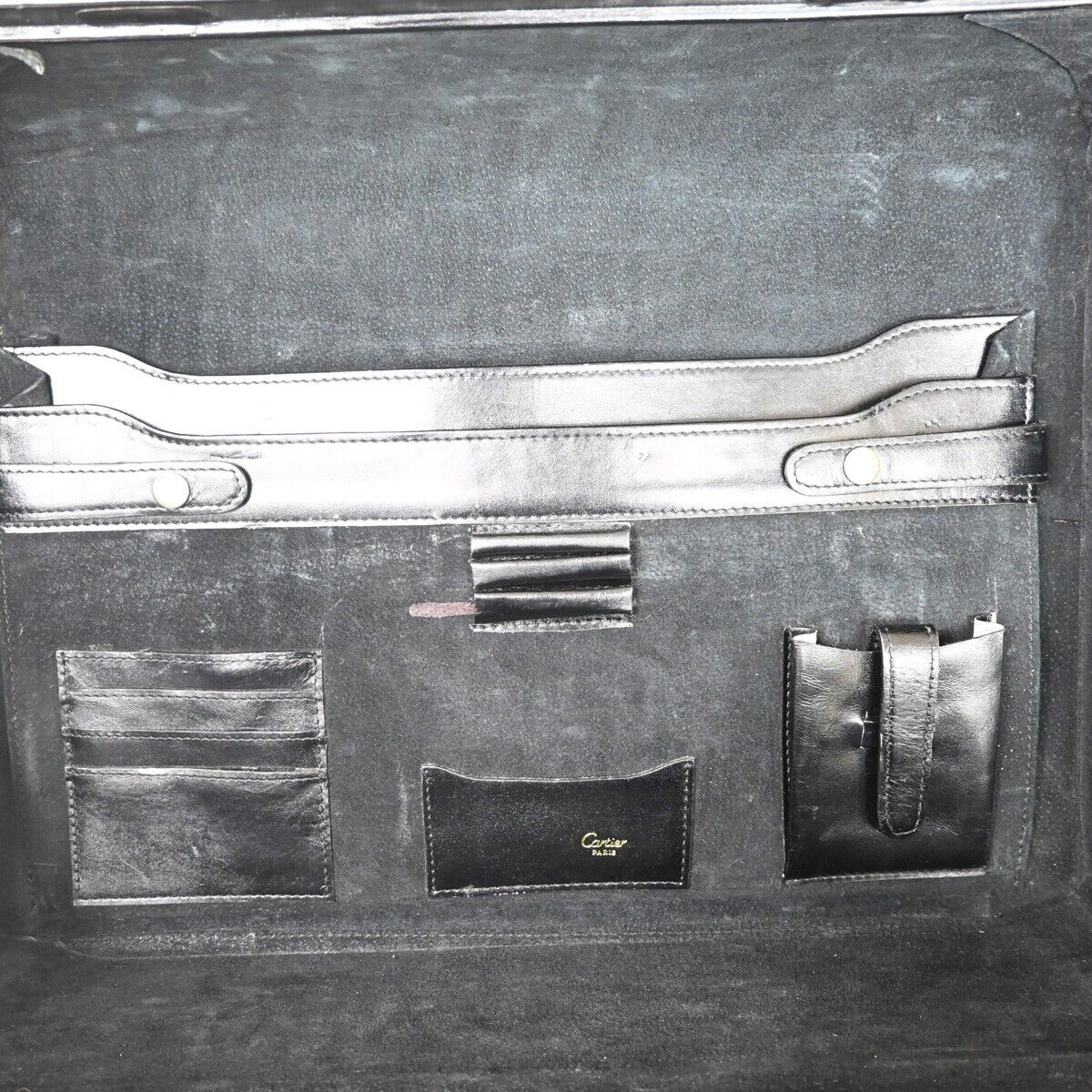 Cartier, Black, Leather, briefcase