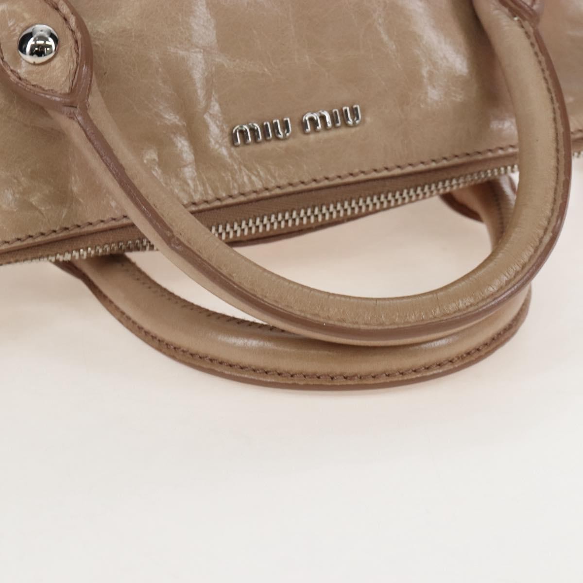 Miu Miu Bow Satchel Cervo Leather, Beige, Leather, Handbag